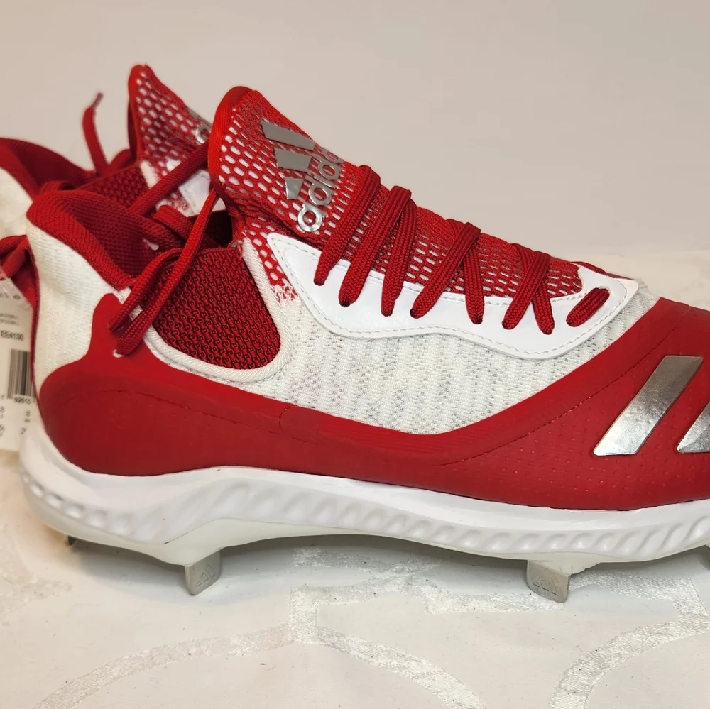 NWT Adidas Mens Icon V Bounce Iced Red White Baseball Cleats Size 8.5